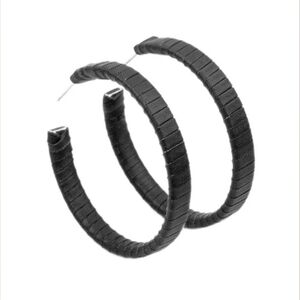 Paparazzi Black Leather Hoop Earrings